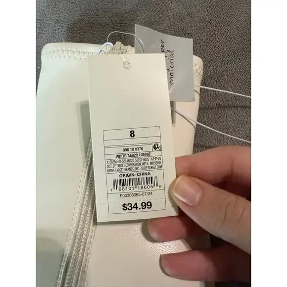 NWT A New Day Women's Stretch Kitten Heel Ankle Boots White Size 8 Spring - Picture 7 of 7